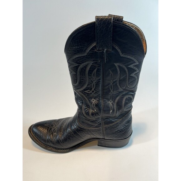Nocona Cowboy Boots Size 8 E Black Leather Vintage - Picture 6 of 15